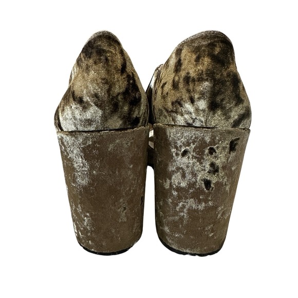 Cabi Interlock Block Heel Womens Sz 9.5 Green Moss Crushed Velvet Open Toe Shoes - Picture 6 of 8